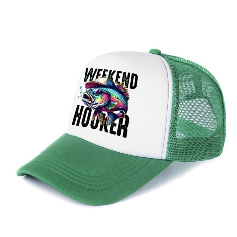 Brand New Weekend Hooker Trucker Hat Fishing Funny Adjustable Mesh Backing Green